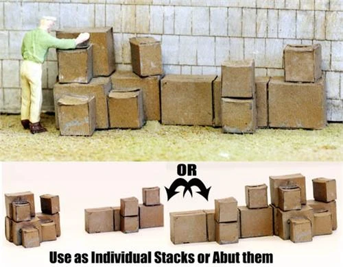 HO Scale Cardboard Box PILES, Over 24 Boxes In 3 Piles PRE AGED 3 HO Scale Cardboard Box PILES, Over 24 Boxes In 3 Piles PRE AGED