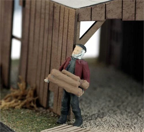 O Scale People, The Logger With His Logs, Finished 3 O Scale People, The Logger With His Logs, Finished