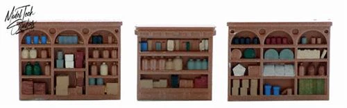 HO Scale Detail Interior Shelving 3 Pack Ornate Shelving, Unpainted 3 HO Scale Detail Interior Shelving 3 Pack Ornate Shelving, Unpainted