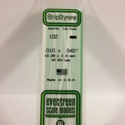 Evergreen 102 - .010" X .040" OPAQUE WHITE POLYSTYRENE STRIP