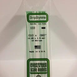 Evergreen 103 - .010" X .060" OPAQUE WHITE POLYSTYRENE STRIP