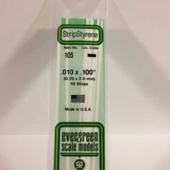 Evergreen 105 - .010" X .100" OPAQUE WHITE POLYSTYRENE STRIP