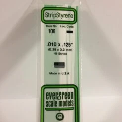 Evergreen 106 - .010" X .125" OPAQUE WHITE POLYSTYRENE STRIP