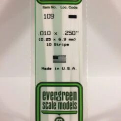 Evergreen 109 - .010" X .250" OPAQUE WHITE POLYSTYRENE STRIP