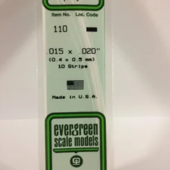 Evergreen 110 - .015" X .020" OPAQUE WHITE POLYSTYRENE STRIP