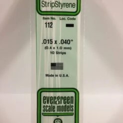 Evergreen 112 - .015" X .040" OPAQUE WHITE POLYSTYRENE STRIP