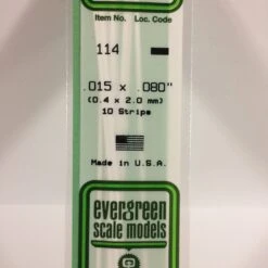 Evergreen 114 - .015" X .080" OPAQUE WHITE POLYSTYRENE STRIP