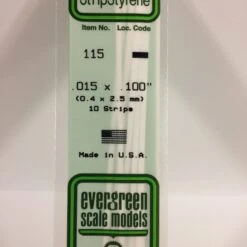 Evergreen 115 - .015" X .100" OPAQUE WHITE POLYSTYRENE STRIP