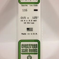 Evergreen 116 - .015" X .125" OPAQUE WHITE POLYSTYRENE STRIP