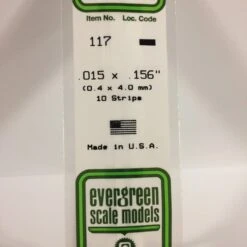 Evergreen 117 - .015" X .156" OPAQUE WHITE POLYSTYRENE STRIP
