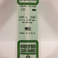 Evergreen 121 - .020" X .030" OPAQUE WHITE POLYSTYRENE STRIP