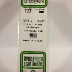 Evergreen 123 - .020" X .060" OPAQUE WHITE POLYSTYRENE STRIP
