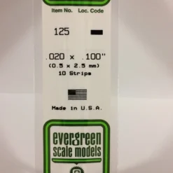 Evergreen 125 - .020" X .100" OPAQUE WHITE POLYSTYRENE STRIP