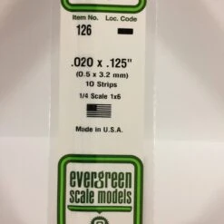 Evergreen 126 - .020" X .125" OPAQUE WHITE POLYSTYRENE STRIP