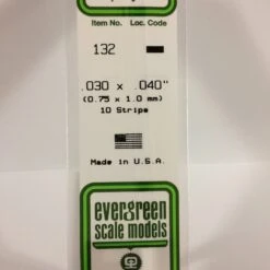 Evergreen 132 - .030" X .040" OPAQUE WHITE POLYSTYRENE STRIP