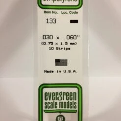 Evergreen 133 - .030" X .060" OPAQUE WHITE POLYSTYRENE STRIP