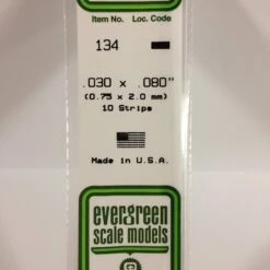 Evergreen 134 - .030" X .080" OPAQUE WHITE POLYSTYRENE STRIP