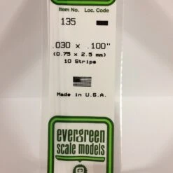 Evergreen 135 - .030" X .100" OPAQUE WHITE POLYSTYRENE STRIP