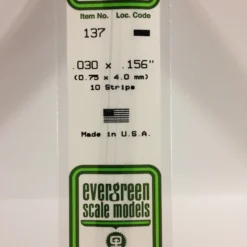 Evergreen 137 - .030" X .156" OPAQUE WHITE POLYSTYRENE STRIP