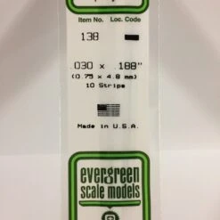 Evergreen 138 - .030" X .188" OPAQUE WHITE POLYSTYRENE STRIP