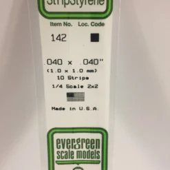 Evergreen 142 - .040" X .040" OPAQUE WHITE POLYSTYRENE STRIP