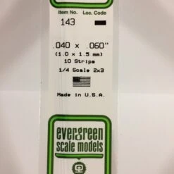 Evergreen 143 - .040" X .060" OPAQUE WHITE POLYSTYRENE STRIP