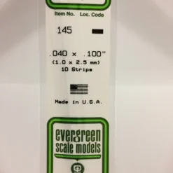 Evergreen 145 - .040" X .100" OPAQUE WHITE POLYSTYRENE STRIP