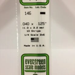 Evergreen 146 - .040" X .125" OPAQUE WHITE POLYSTYRENE STRIP