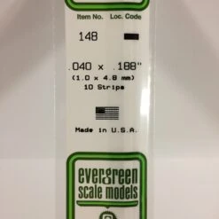 Evergreen 148 - .040" X .188" OPAQUE WHITE POLYSTYRENE STRIP