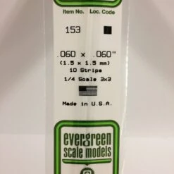 Evergreen 153 - .060" X .060" OPAQUE WHITE POLYSTYRENE STRIP
