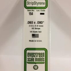 Evergreen 154 - .060" X .080" OPAQUE WHITE POLYSTYRENE STRIP