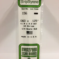 Evergreen 156 - .060" X .125" OPAQUE WHITE POLYSTYRENE STRIP