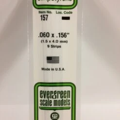 Evergreen 157 - .060" X .156" OPAQUE WHITE POLYSTYRENE STRIP