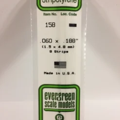 Evergreen 158 - .060" X .188" OPAQUE WHITE POLYSTYRENE STRIP