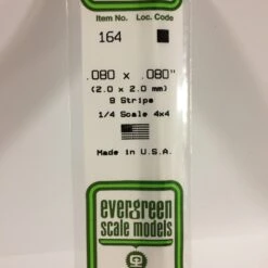 Evergreen 164 - .080" X .080" OPAQUE WHITE POLYSTYRENE STRIP