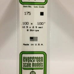 Evergreen 175 - .100" X .100" OPAQUE WHITE POLYSTYRENE STRIP