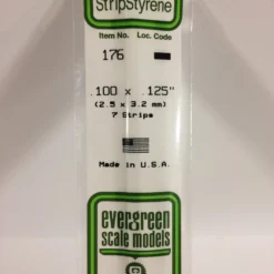 Evergreen 176 - .100" X .125" OPAQUE WHITE POLYSTYRENE STRIP