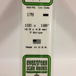 Evergreen 178 - .100" X .188" OPAQUE WHITE POLYSTYRENE STRIP