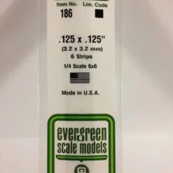 Evergreen 186 - .125" X .125" OPAQUE WHITE POLYSTYRENE STRIP