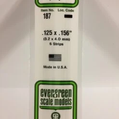 Evergreen 187 - .125" X .156" OPAQUE WHITE POLYSTYRENE STRIP