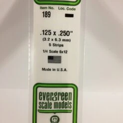 Evergreen 189 - .125" X .250" OPAQUE WHITE POLYSTYRENE STRIP