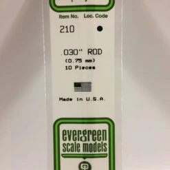 Evergreen 210 - .030" (.75MM) OD WHITE POLYSTRENE ROD