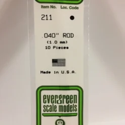 Evergreen 211 - .040" (1.0MM) OD WHITE POLYSTYRENE ROD