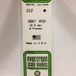 Evergreen 212 - .080" (2.0MM) OD WHITE POLYSTYRENE ROD
