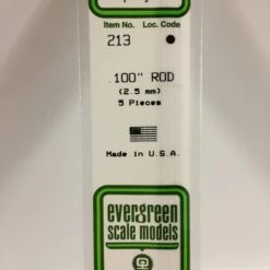 Evergreen 213 - .100" (2.5MM) OD WHITE POLYSTYRENE ROD