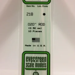 Evergreen 218 - .020" (.5MM) OD WHITE POLYSTYRENE ROD