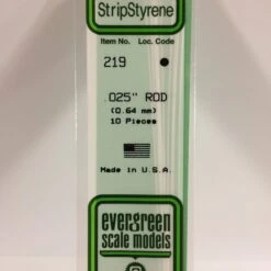 Evergreen 219 - .025" (.64MM) OD WHITE POLYSTYRENE ROD