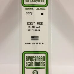 Evergreen 220 - .035" (.88MM) OD WHITE POLYSTYRENE ROD