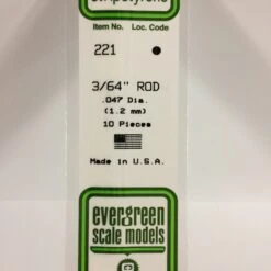 Evergreen 221 - .047" (1.2MM) OD WHITE POLYSTYRENE ROD