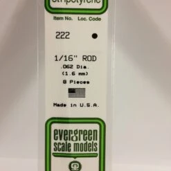 Evergreen 222 - .062" (1.6MM) OD WHITE POLYSTYRENE ROD